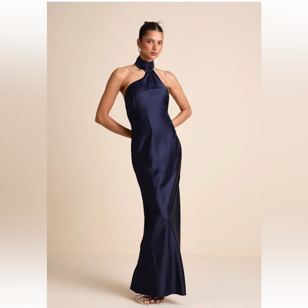 Lulu's Midnight Blue Strapless Gown